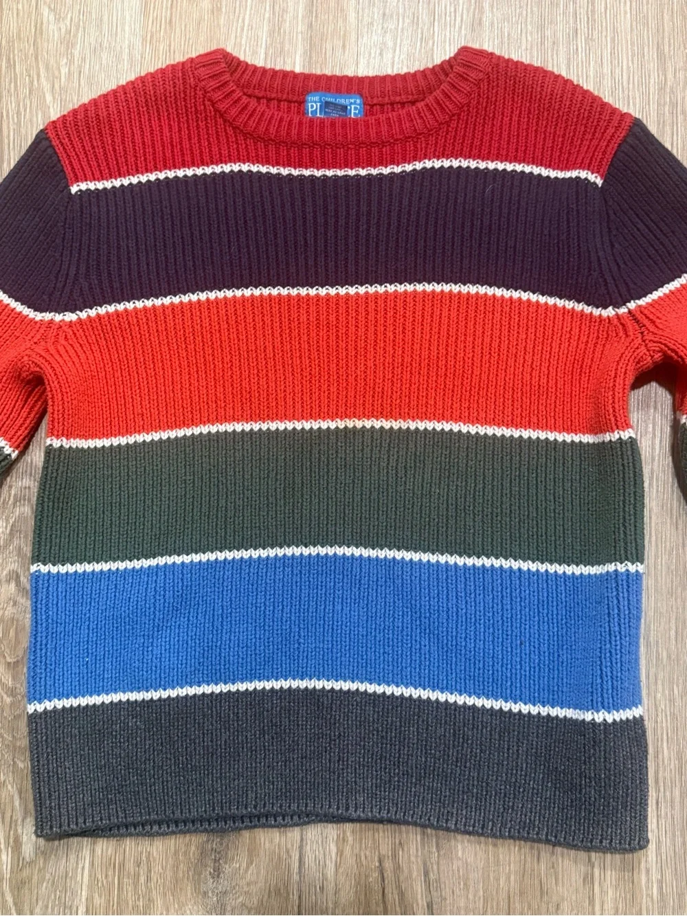 The Children's Place Y2K Boys 7-8 Colorblock Striped Knit Crewneck Sweater